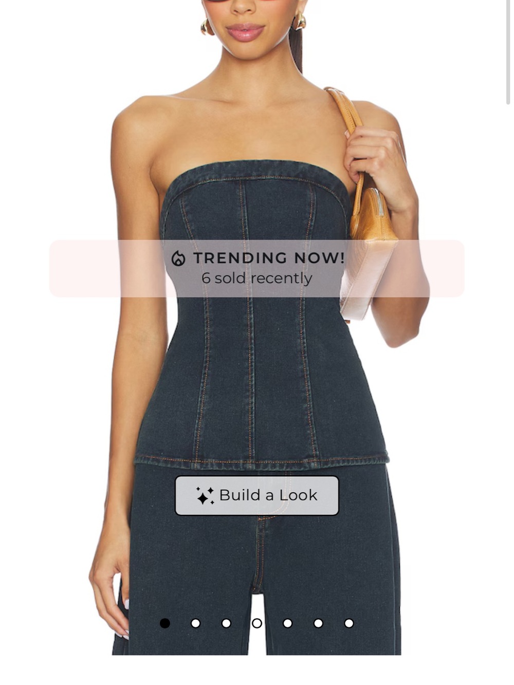 (Never worn) SNDYS Strapless Denim Corset Top - Dark Wash